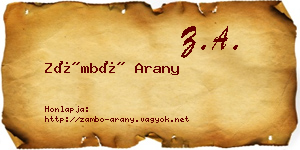 Zámbó Arany névjegykártya